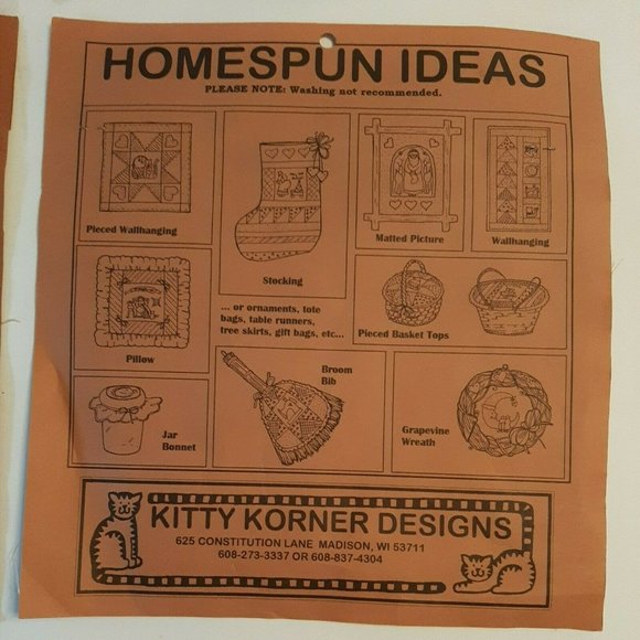 2 Vintage Homespun Patches Fabric for Sewing Pillows Stockings - Picture 5 of 8